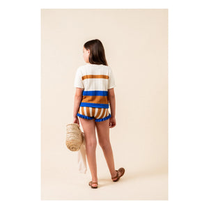 birinit - Gestreifte Jacquard-Rüschenshorts | Karamell