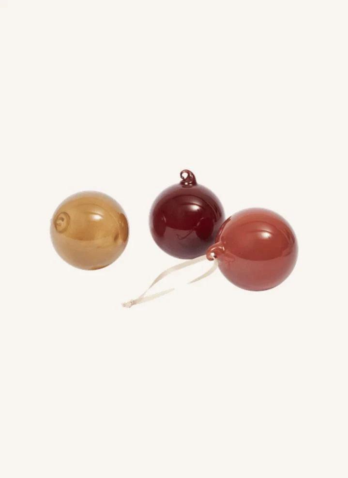 Ferm Living - Glas Weihnachtsdekorationen - 3er Set | Orange