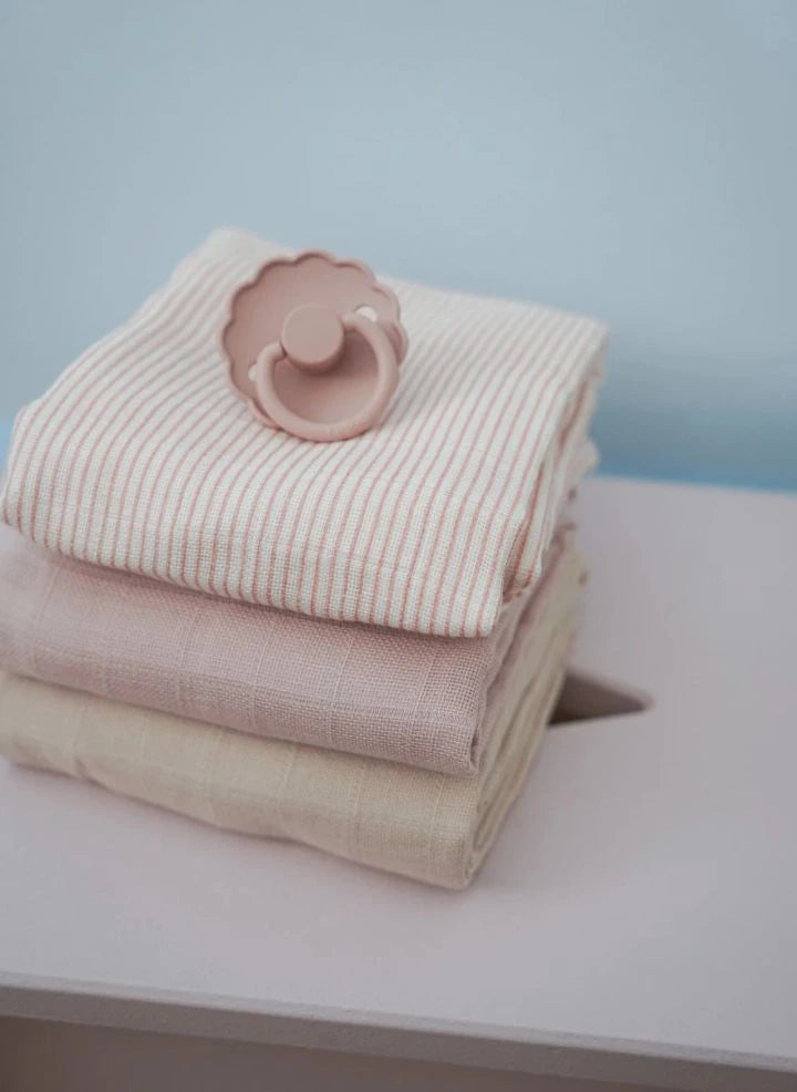 Cam Cam - Klassische gestreifte Musselin Tücher - 3er Set | Rosa