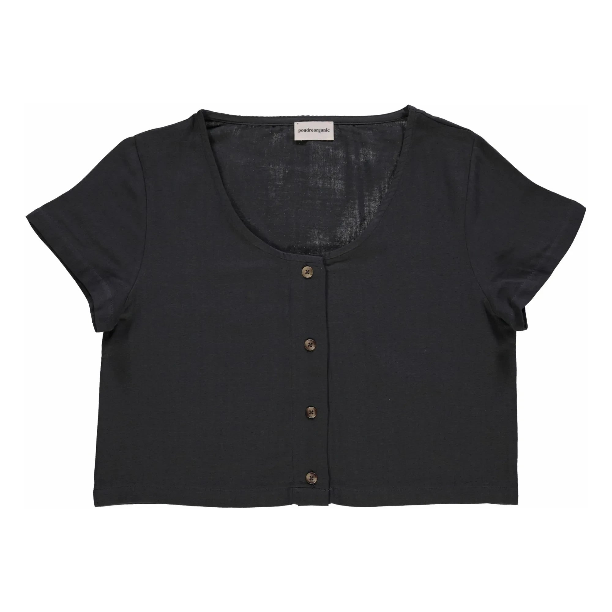 Poudre Organic - Freesia Double Gauze Baumwollbluse - Damen Kollektion | Schwarz
