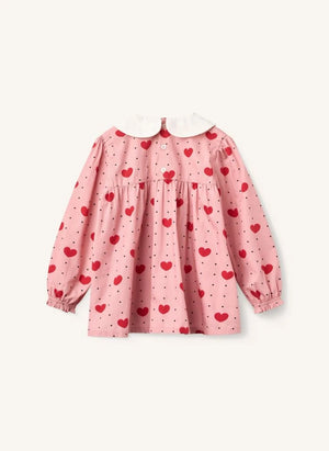 Copenhagen Colors - Bio-Baumwollbluse mit Peter Pan-Kragen und Herzen | Rosa