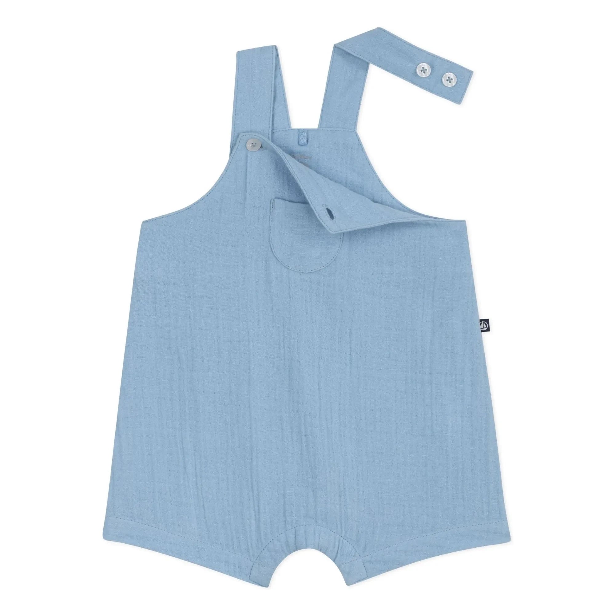 Petit Bateau – Kurzstrampler aus Bio-Baumwollgaze | Blau