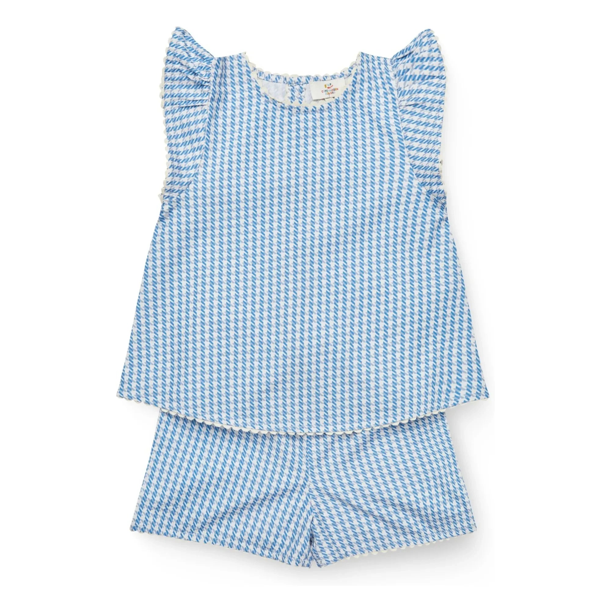 Copenhagen Colors - Pied de Poule Set aus Oberteil und Shorts aus Bio-Baumwolle | Blau