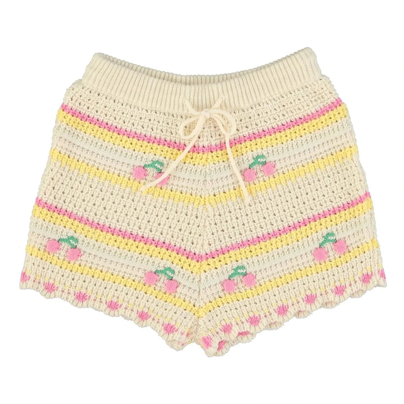 Bebe Organic - Kurze Häkel-Paloma mit Kirschen Bio-Baumwolle | Ecru