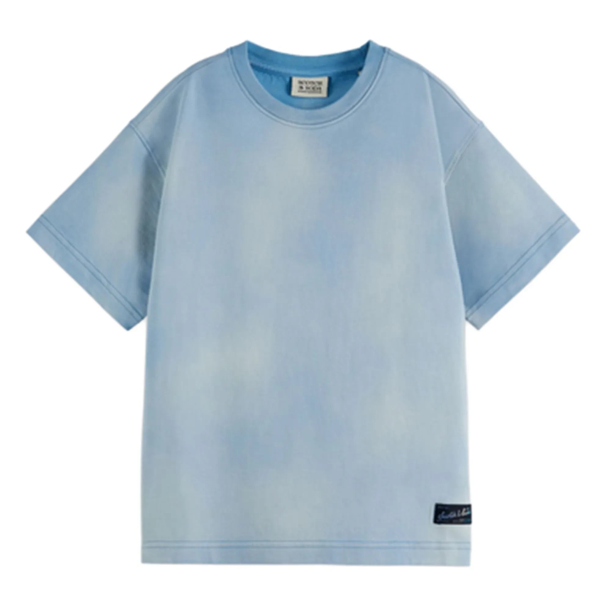 Scotch & Soda – T-Shirt aus gewaschener Bio-Baumwolle mit Artwork | Hellblau