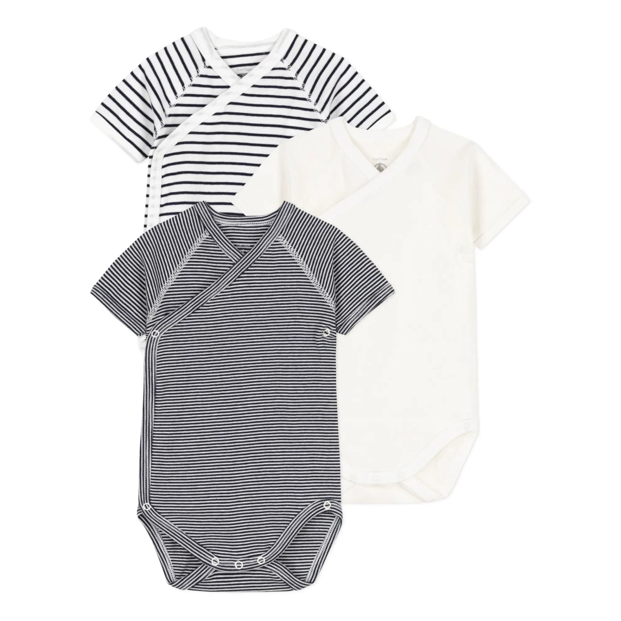 Petit Bateau - Gestreifte Neugeborenen Bodys - 3er-Set | Marineblau