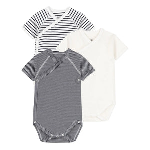 Petit Bateau - Gestreifte Neugeborenen Bodys - 3er-Set | Marineblau