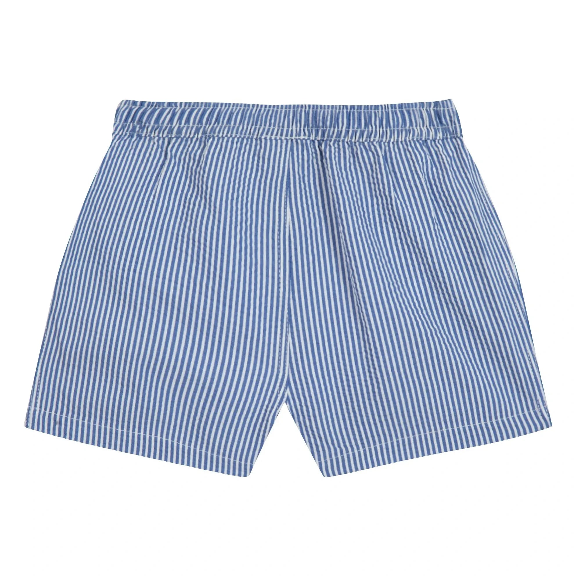 Bonton - Gestreifte Baby-Badeshorts | Azurblau