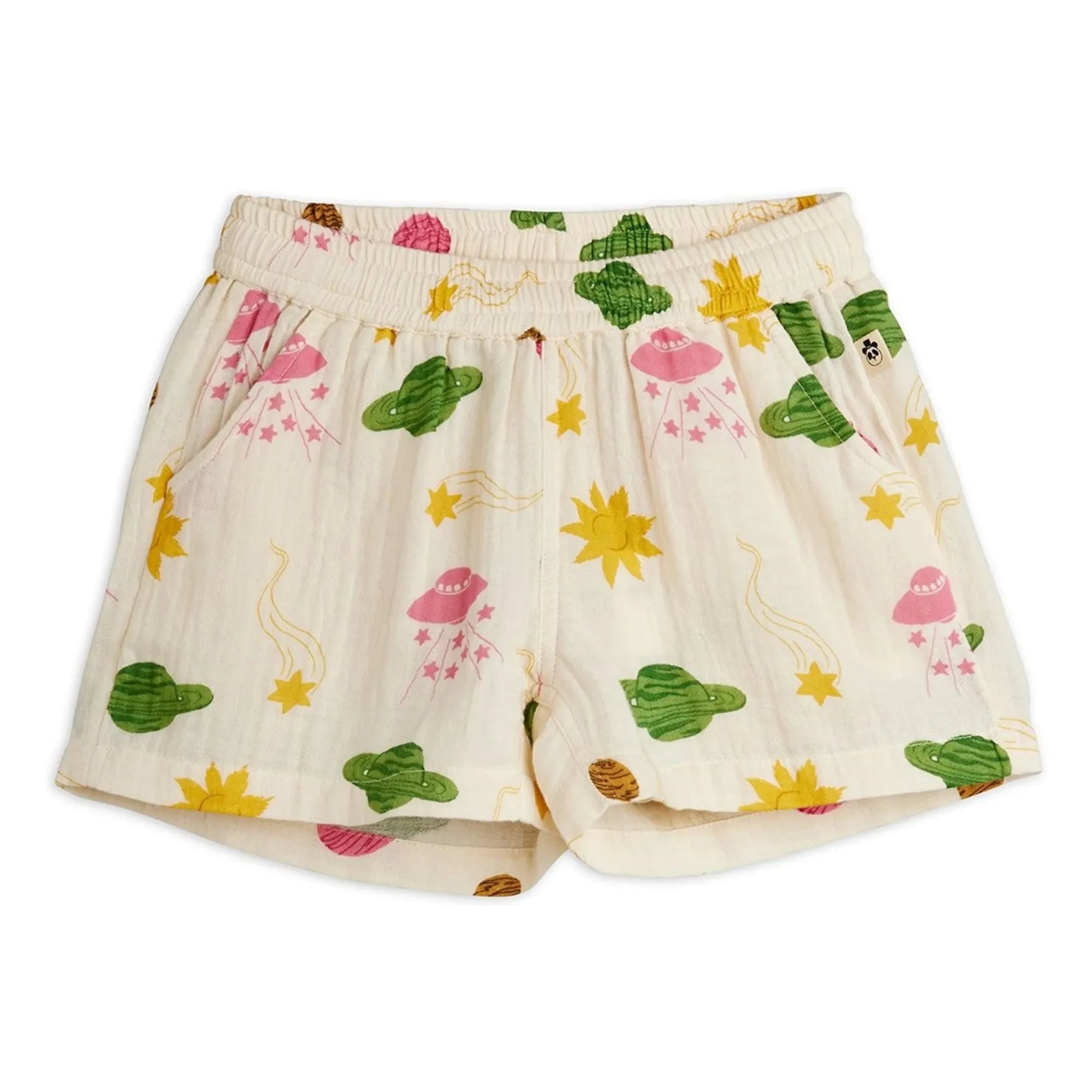 Mini Rodini - Espace Shorts Bio-Baumwoll-Musselin | Ecru