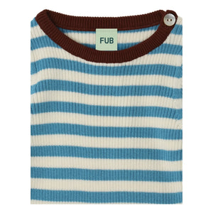 FUB - Gerippter Pullover Fein gestrickt Bio-Baumwolle | Azurblau