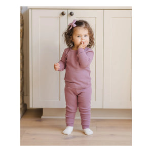 Quincy Mae – Waffel-Set aus Bio-Baumwolle mit T-Shirt und Jogginghose | Magenta