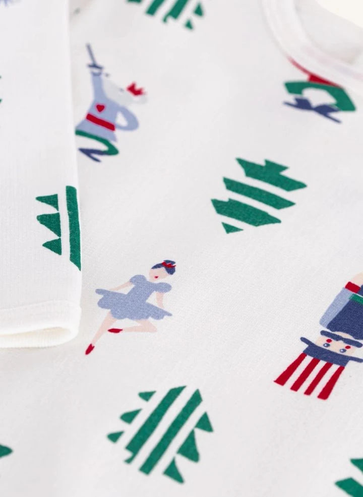 Petit Bateau - Weihnachts-Pyjamas Bio-Baumwoll-Fleece | Weiß