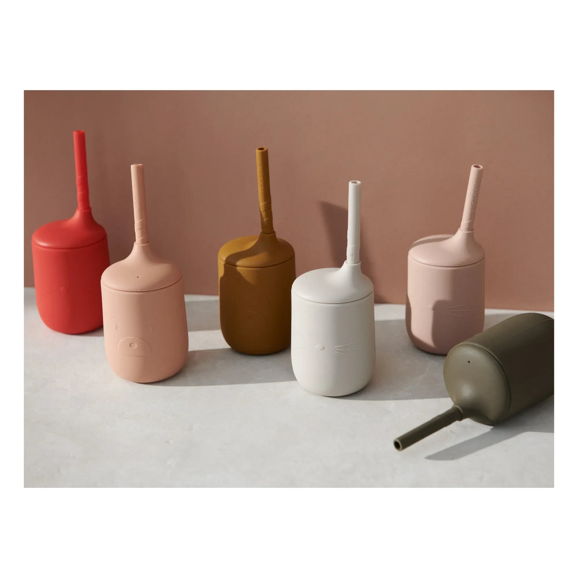 Liewood - Ellis Silikonbecher mit Strohhalm - 2er-Set | Rot
