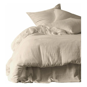 Haomy - Mykonos Baumwoll-Musselin Bettbezug | Chalk