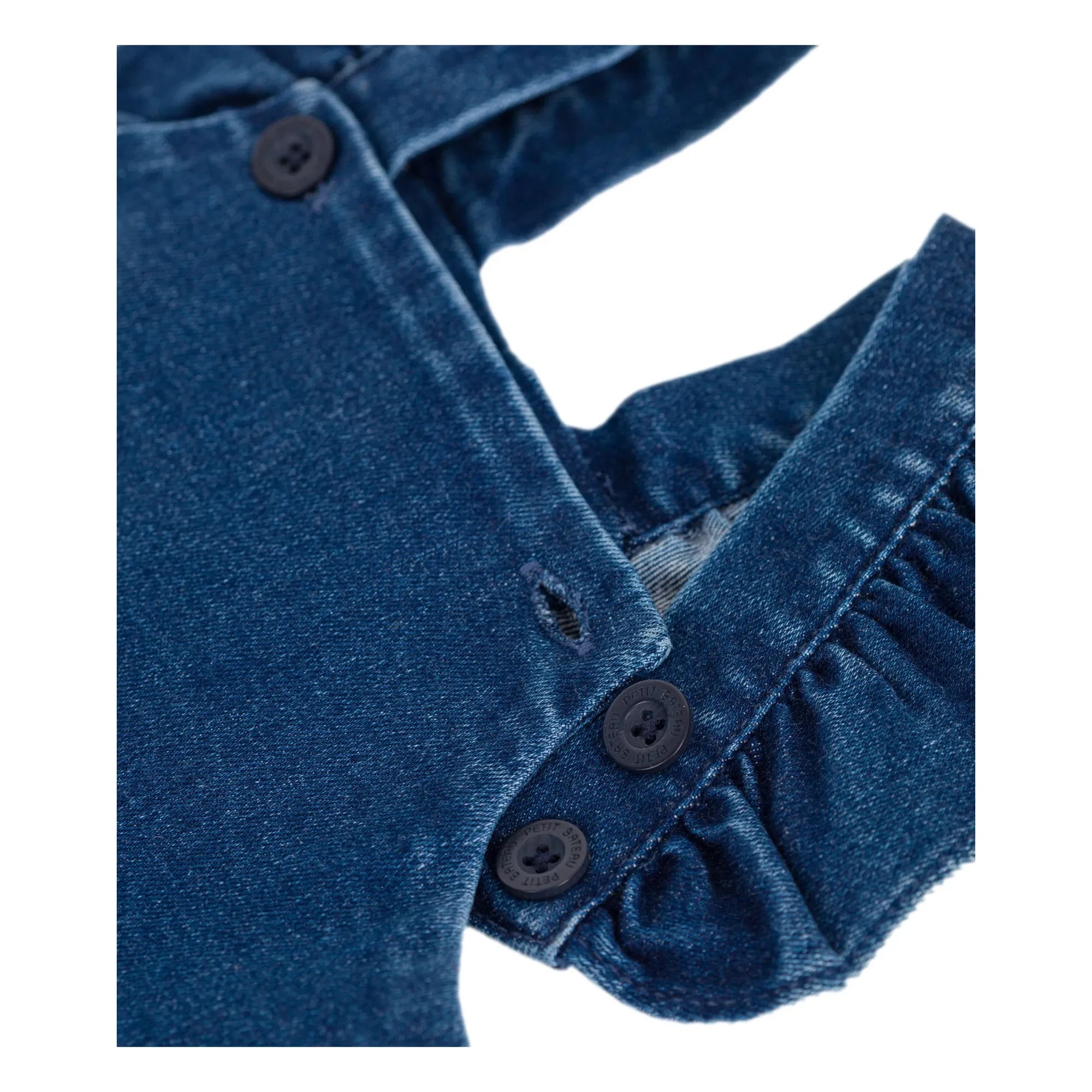 Petit Bateau - Denim Fırfırlı Salopet | Denim mavi