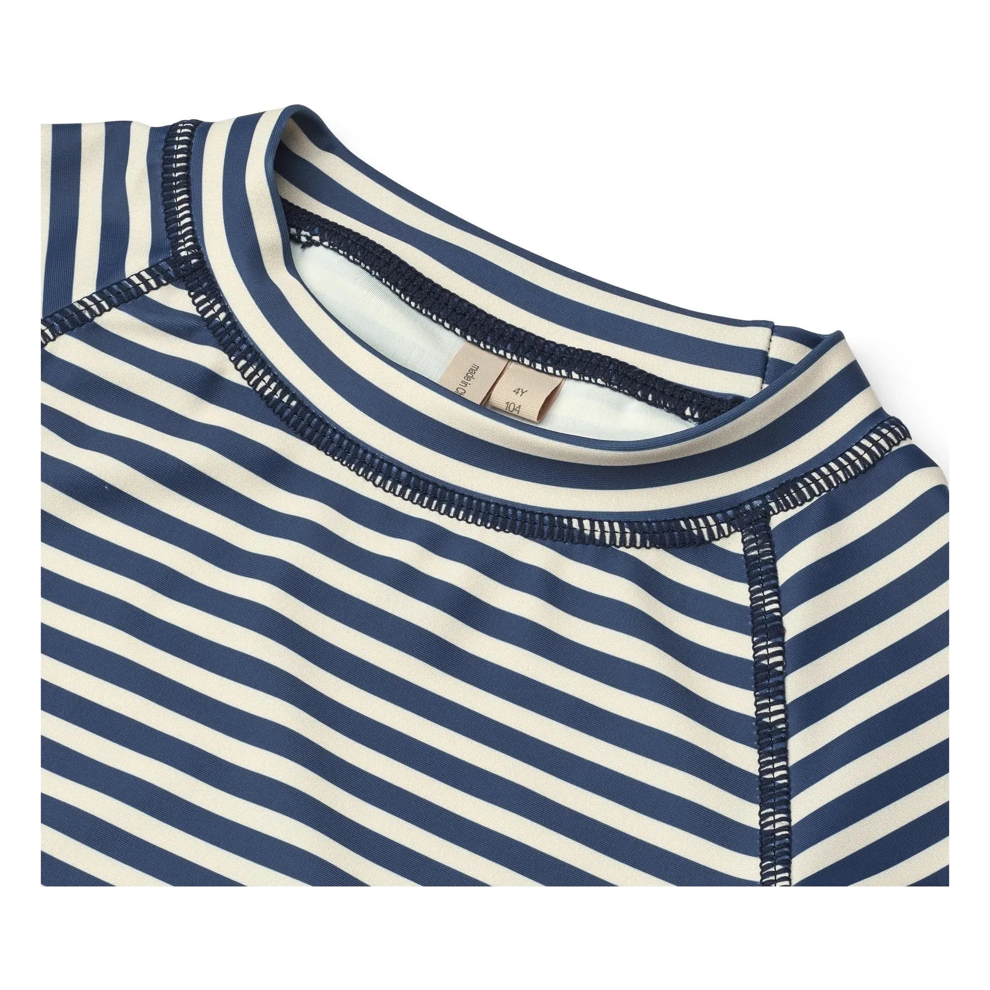 Wheat – Jackie Gestreiftes UV-beständiges Schwimmshirt aus recycelten Fasern | Dunkelblau