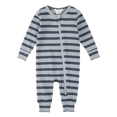 Petit Lem - Gestreifter Rippstrick Bio-Baumwoll-Pyjama | Blau