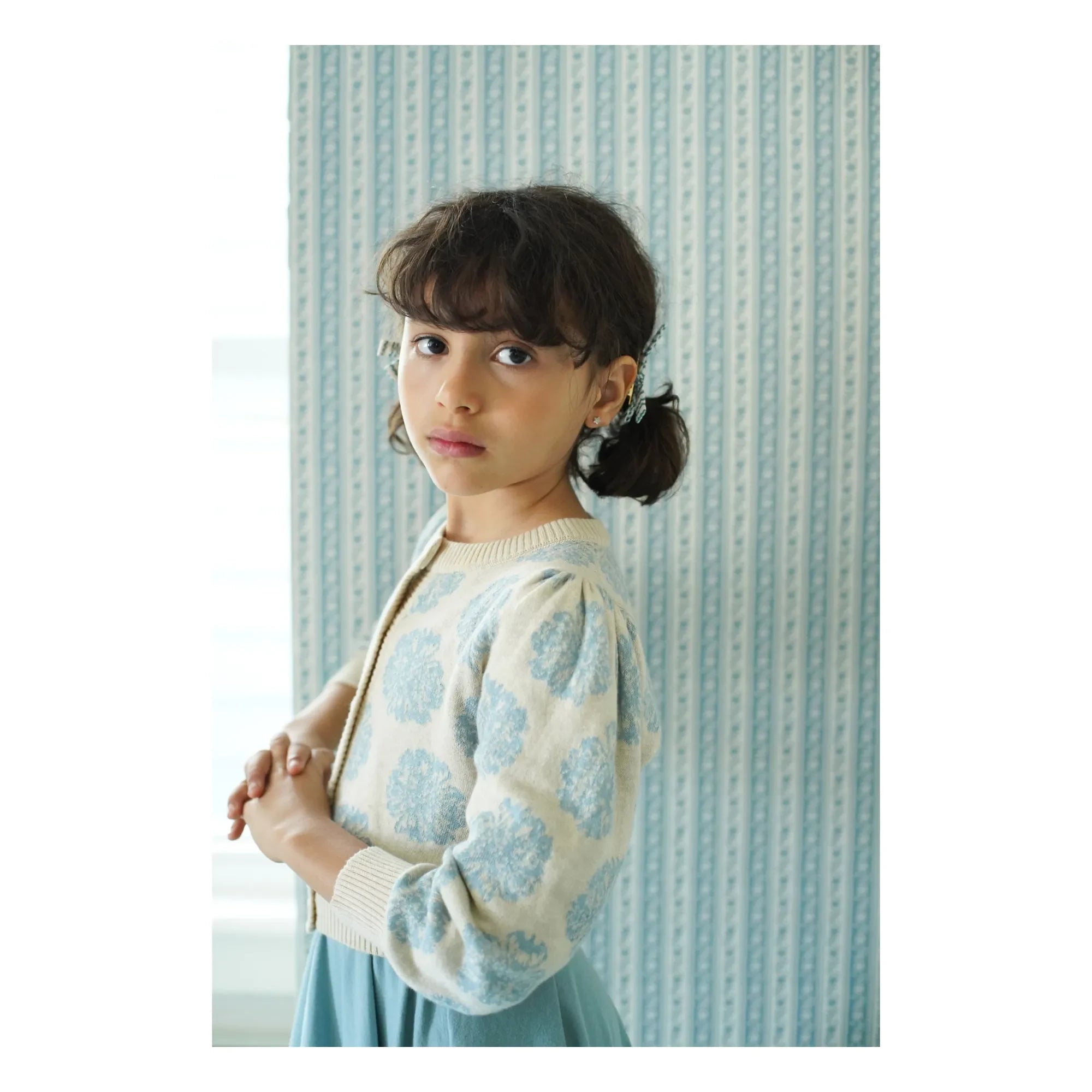 Soor Ploom - Bio-Baumwoll-Cardigan mit Blumenmuster in Rosa | Creme