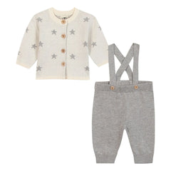 Bonton – Wolf Cardigan- und Hosenset | Graumeliert
