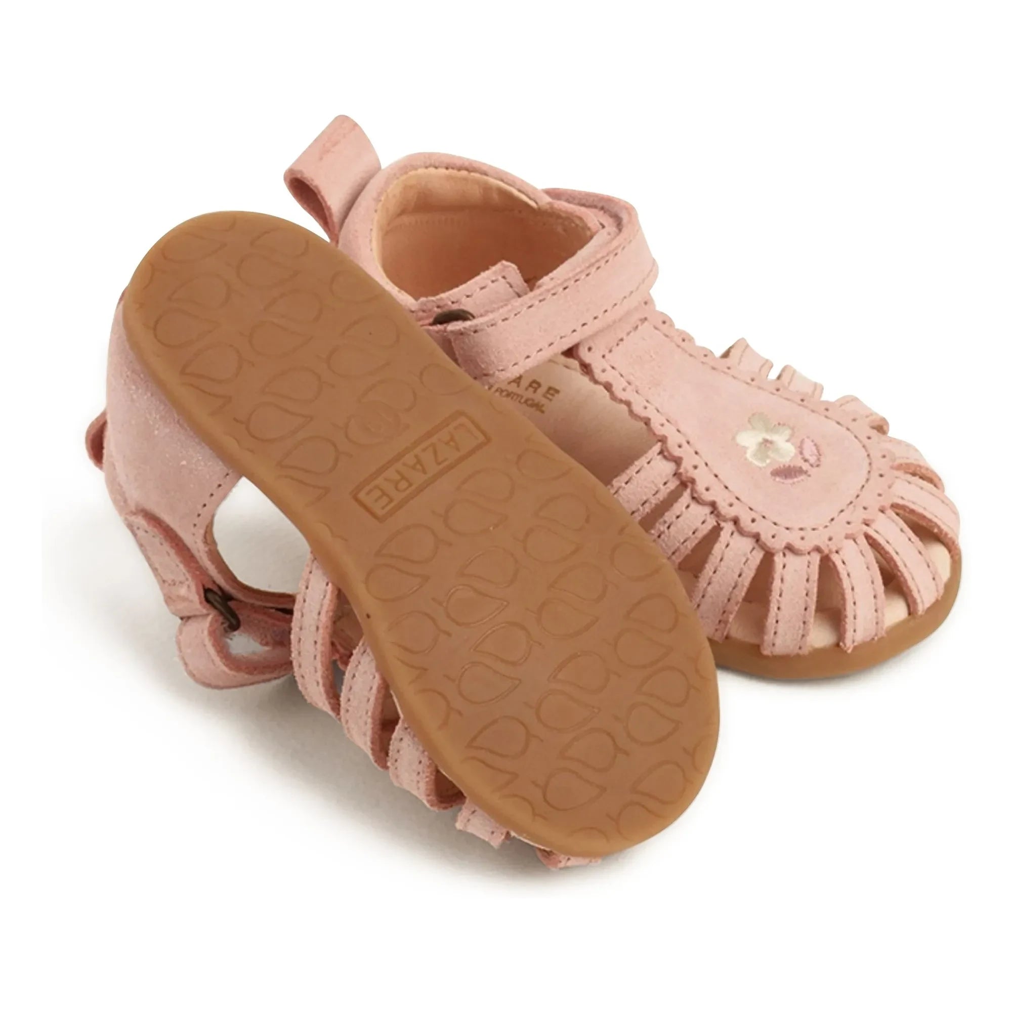 Lazare - Colette Fleur Wildleder Sandalen mit Stickerei | Puderrosa