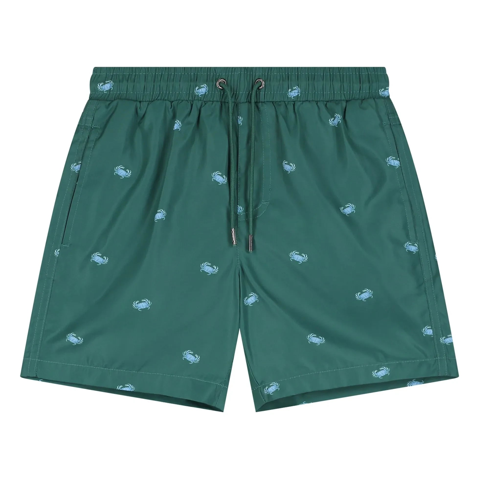 Beachlife – Badeshorts mit Krabben-Print | Chromgrün