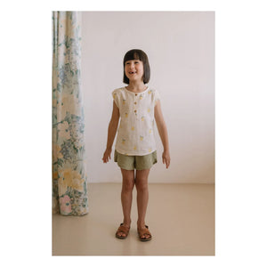 Studio Bohème - Georgette Waffel-Shorts aus Bio-Baumwollgaze | Hell Khaki