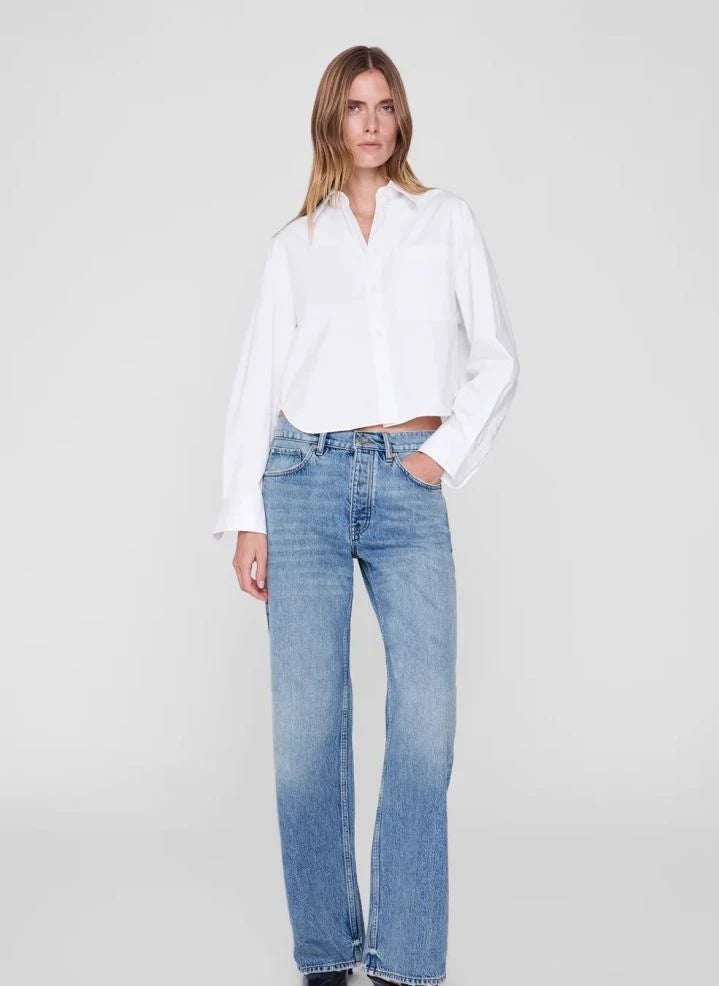 Anine Bing - Scott Baumwoll-Crop-Shirt | Weiß
