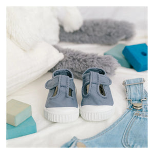 Victoria - Lona Klettverschluss-Sneaker-Sandalen | Blau
