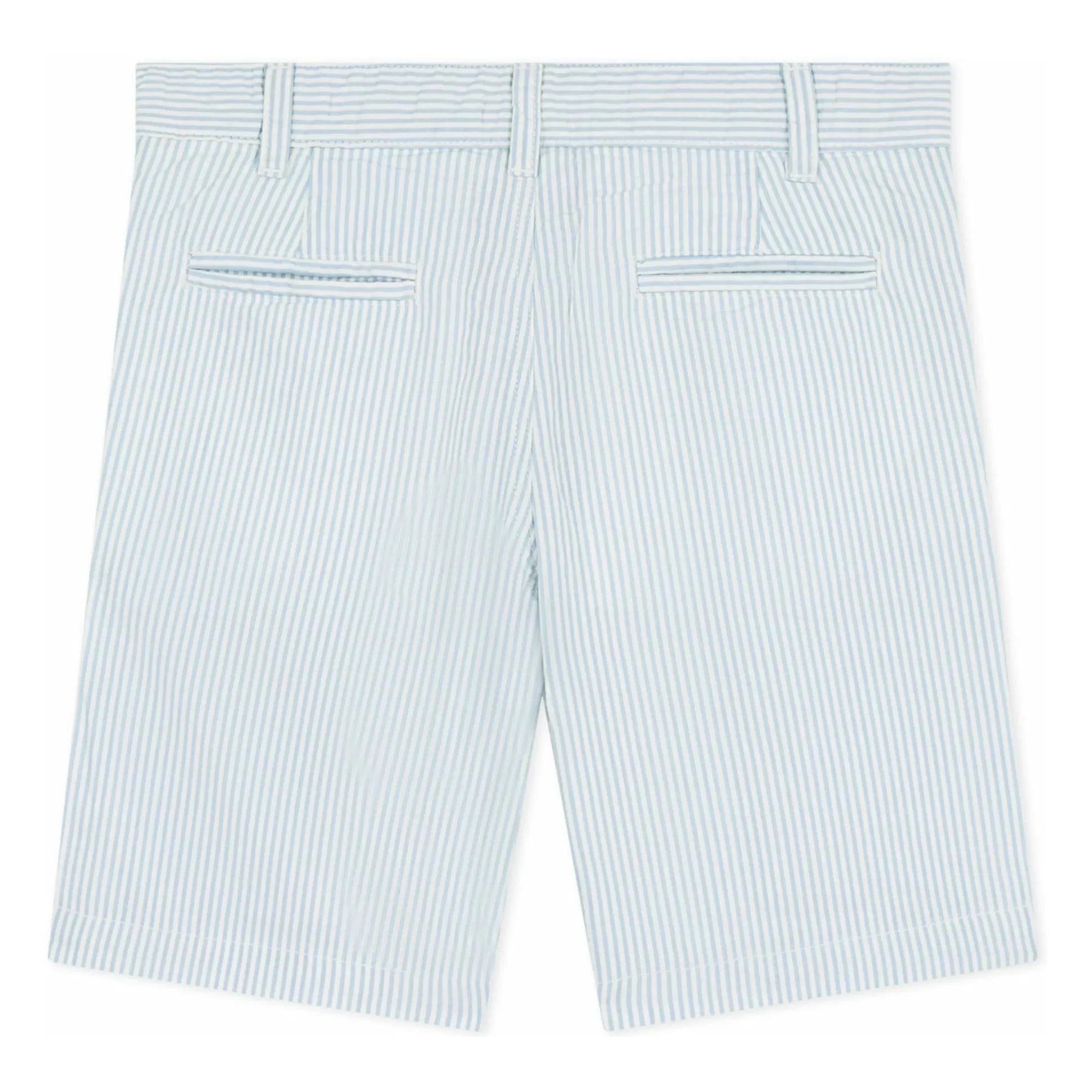 Petit Bateau - Gestreifte Bermuda-Shorts aus Seersucker Bio-Baumwolle | Hellblau