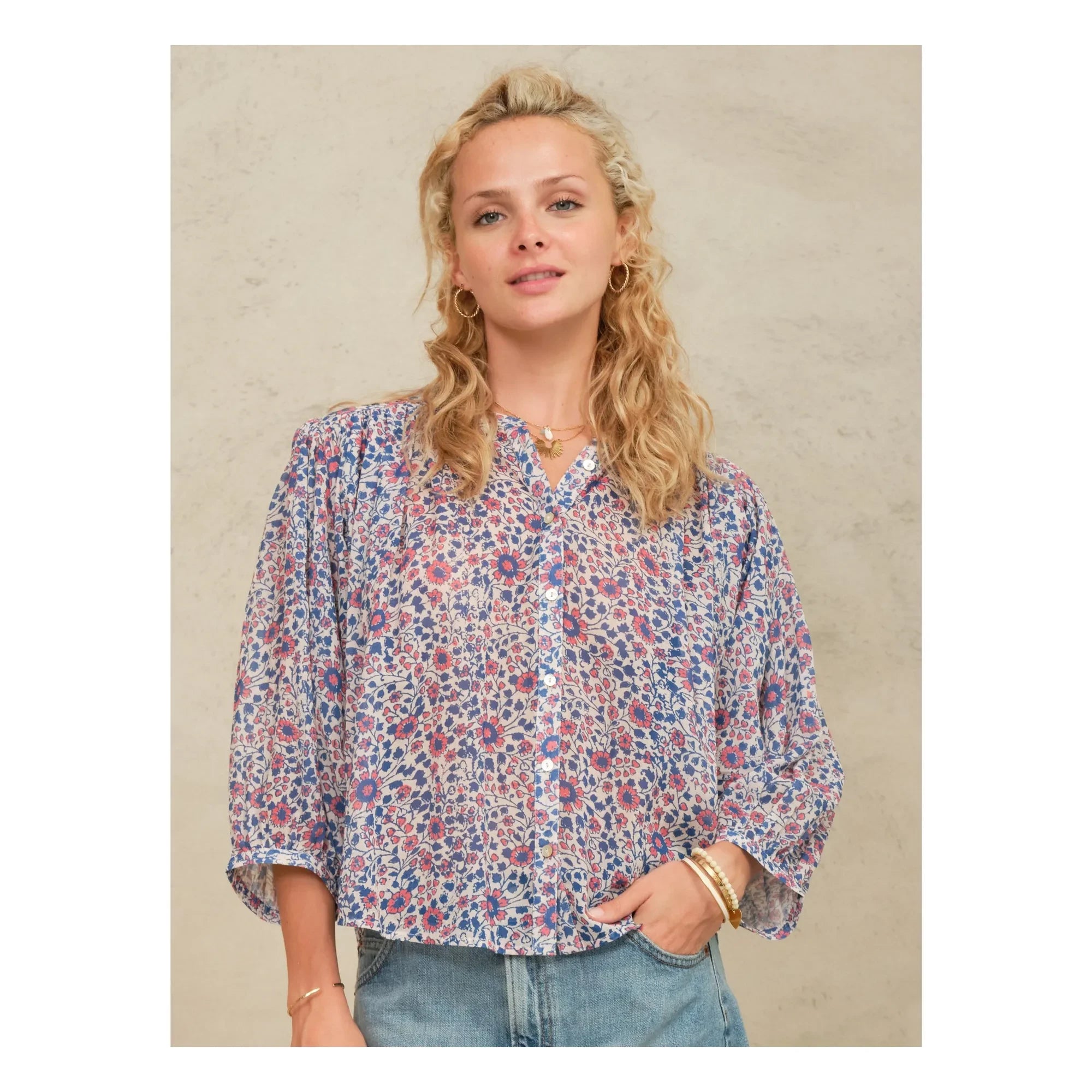 M.A.B.E. - Della Coton Bluse | Rosa