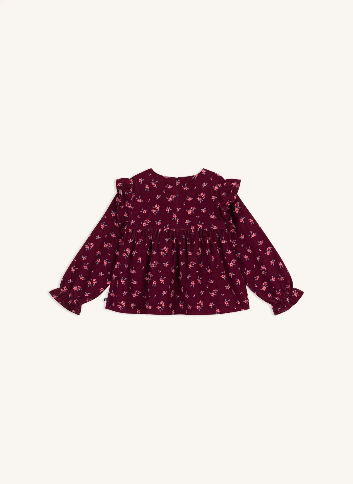 Petit Bateau - Rüschige Samt-Bluse aus Bio-Baumwolle mit Blumenmuster | Bordeaux