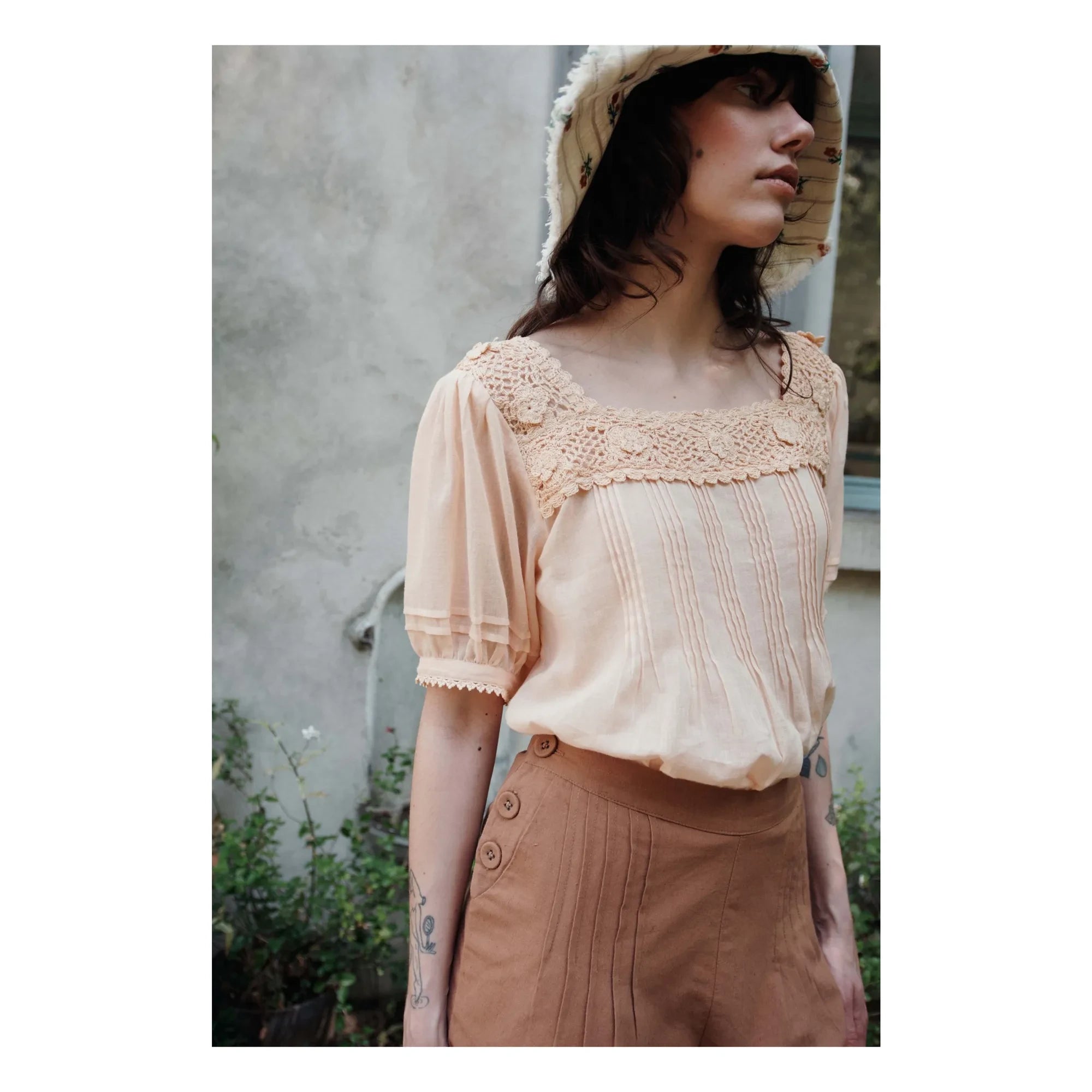 Emile et Ida - Blumenbluse Baumwolle Häkel | Creme