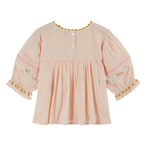 Emile et Ida - Bluse mit Blumenstickerei | Creme