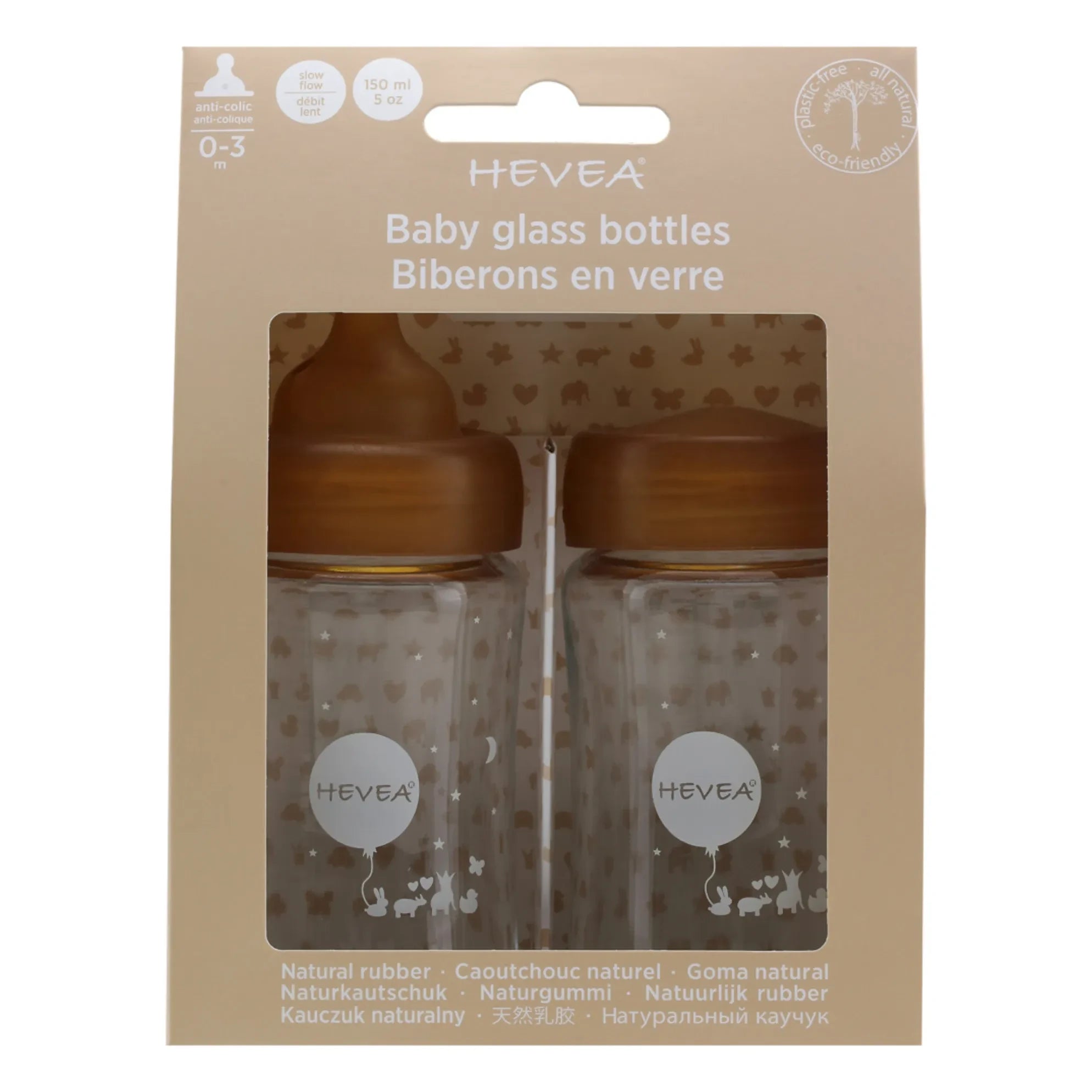 Hevea - Weithals-Glasflaschen - Langsamer Fluss - 2er Set