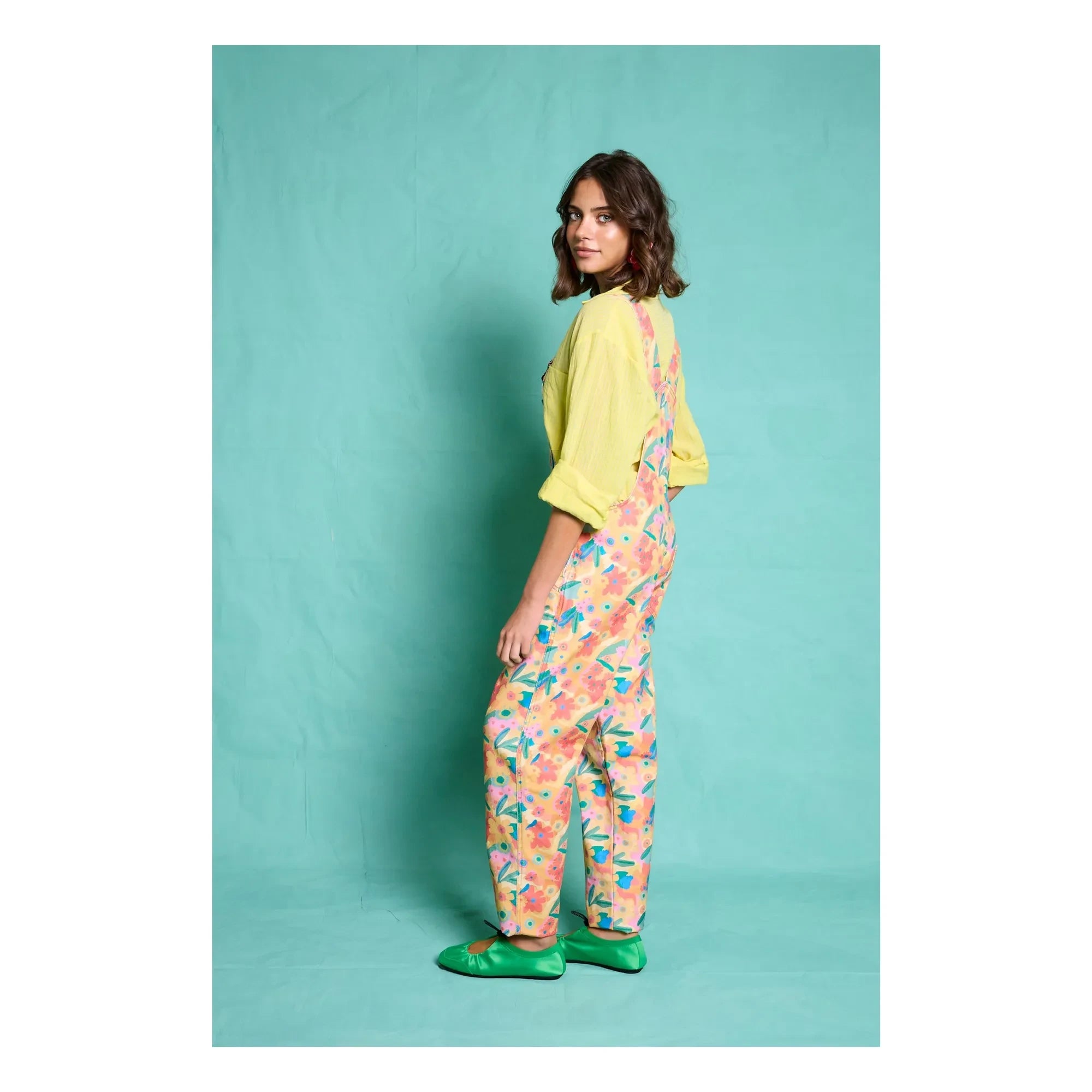 Favorite People - Latzhose mit Blumenmuster Toskana - Damenkollektion | Orange