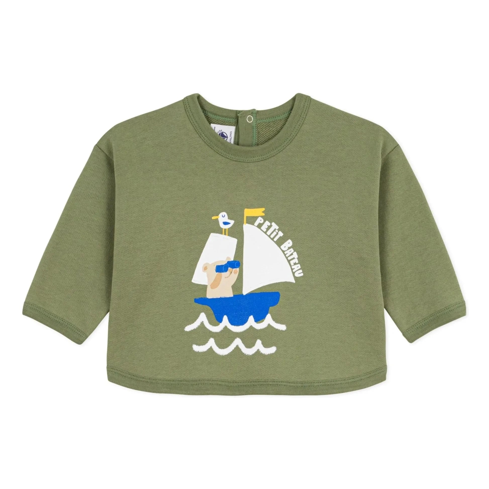 Petit Bateau - Sweatshirt mit Bär aus Bio-Baumwolle | Khaki