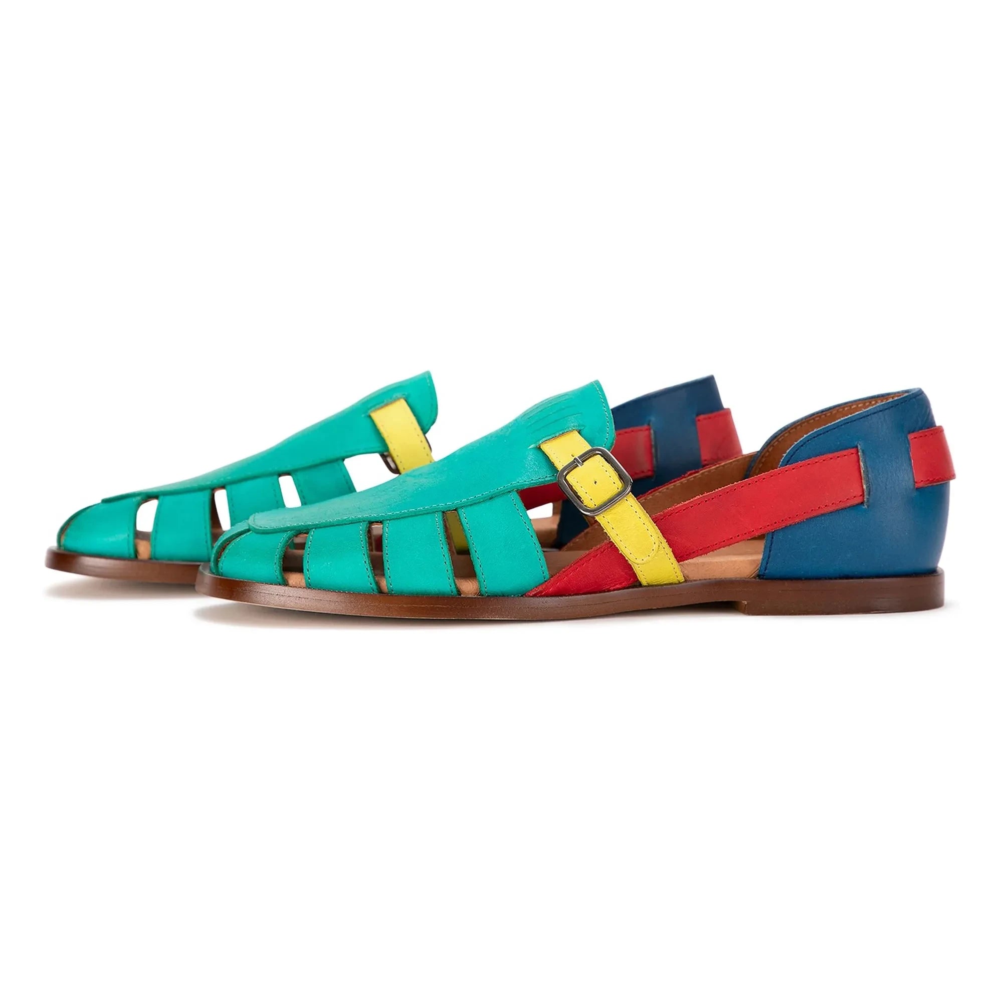 Bobo Choses - Leder-Sandalen mit Farbblock | Grün