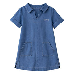 Lililotte - Romantisches Kleid Tencel Bio-Baumwolle | Denimblau