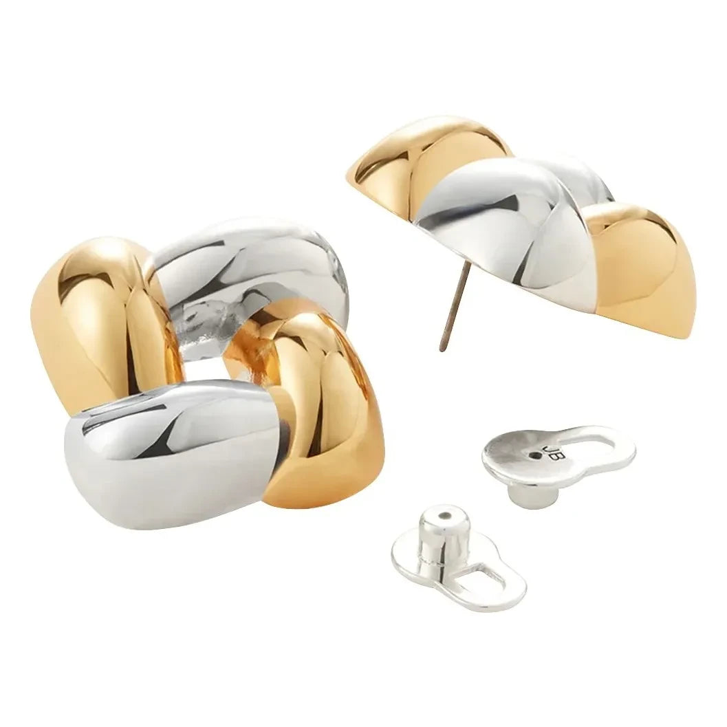 Jenny Bird - Gewebte quadratische Ohrringe | Gold/Silber