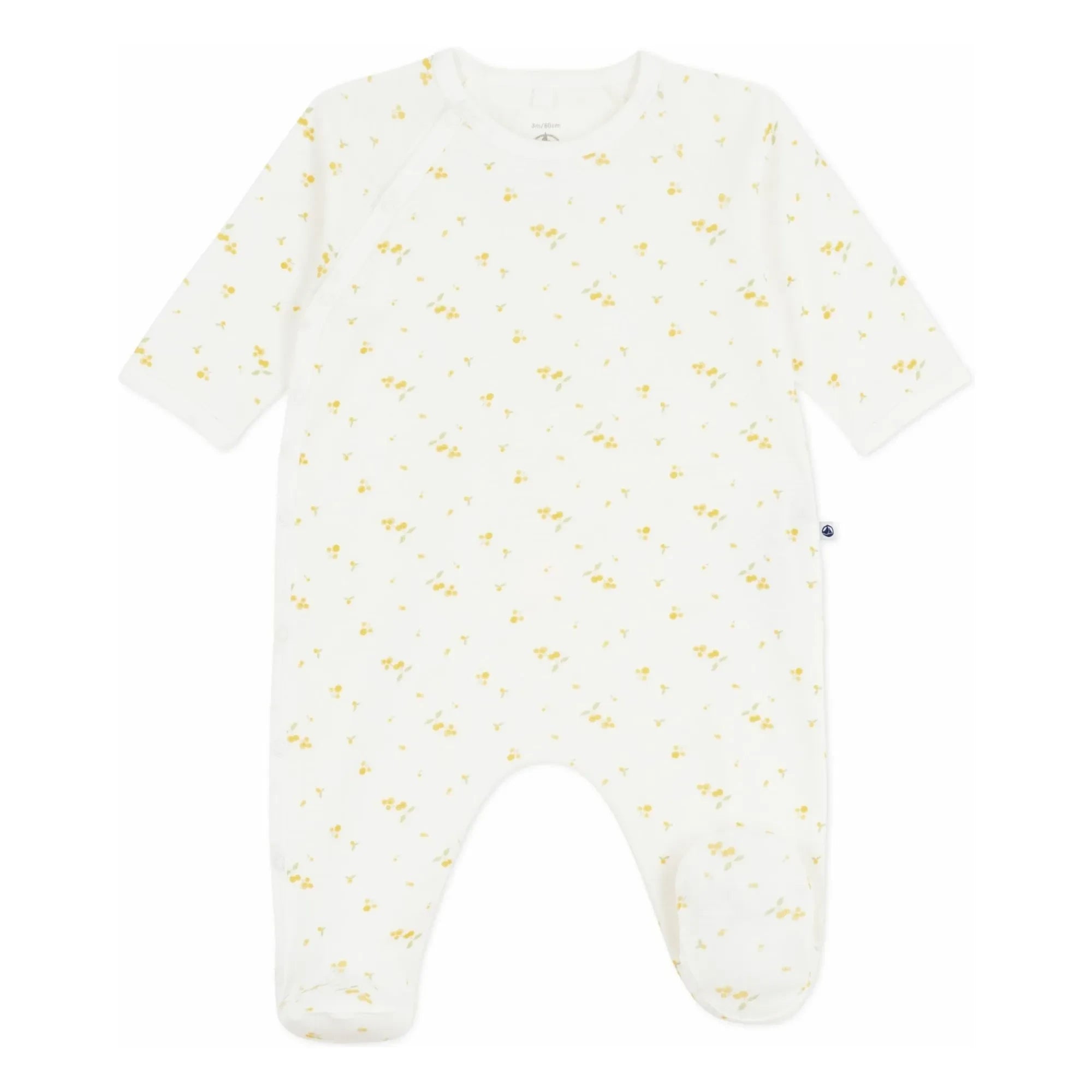 Petit Bateau - Geblümter Bio-Baumwoll-Schlafanzug mit Druckknöpfen | Weiß