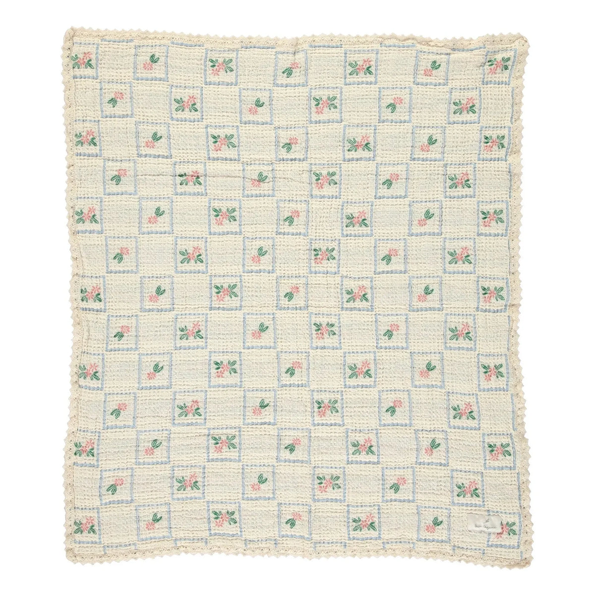 Bebe Organic - Bio-Baumwoll-Waffeldecke mit Blumenmuster | Ecru