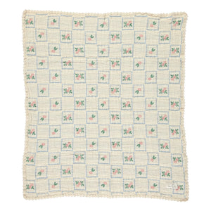 Bebe Organic - Bio-Baumwoll-Waffeldecke mit Blumenmuster | Ecru