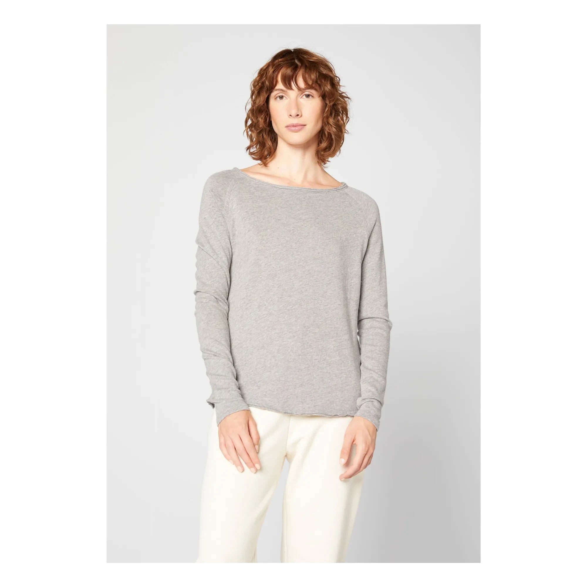 American Vintage - Langärmliges U-Boot-Ausschnitt T-Shirt Sonoma | Mélange-Grau