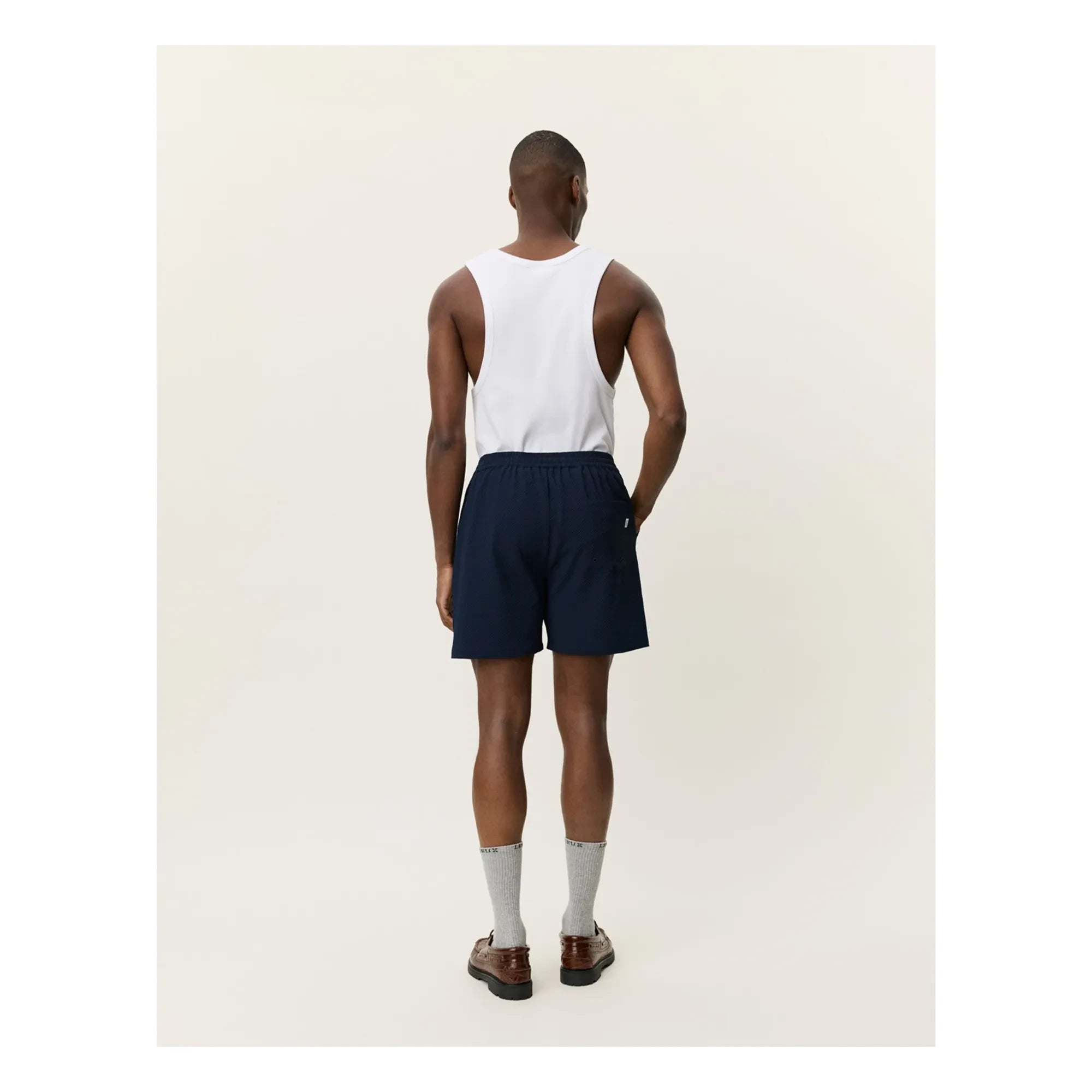 Les Deux – Stan Seersucker Badeshorts | Dunkelblau