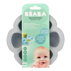 Béaba - Silikon Babykost-Form – 6 x 90 ml | Hellgrau