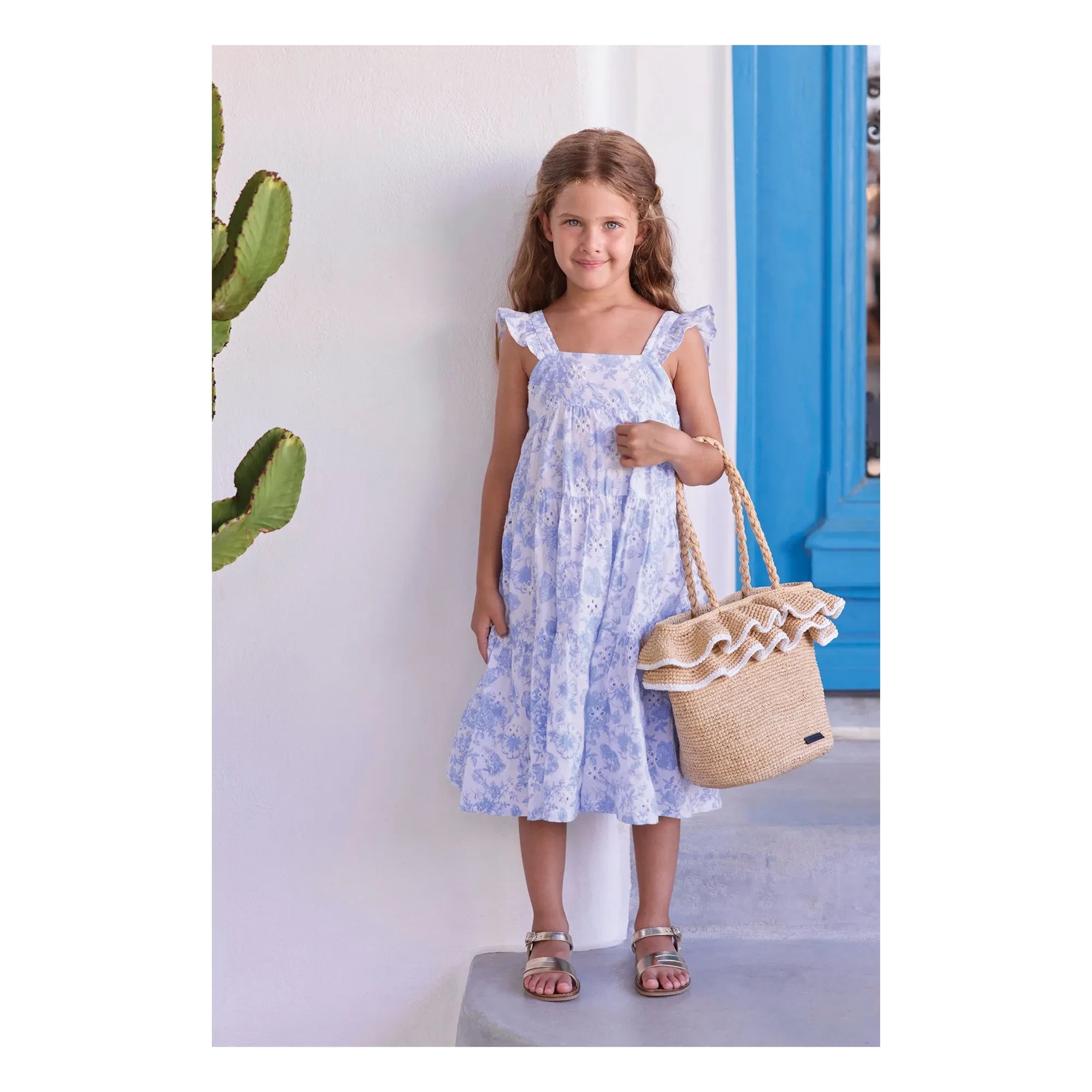 Tartine et Chocolat - Kleid mit Blumenstickerei | Weiß