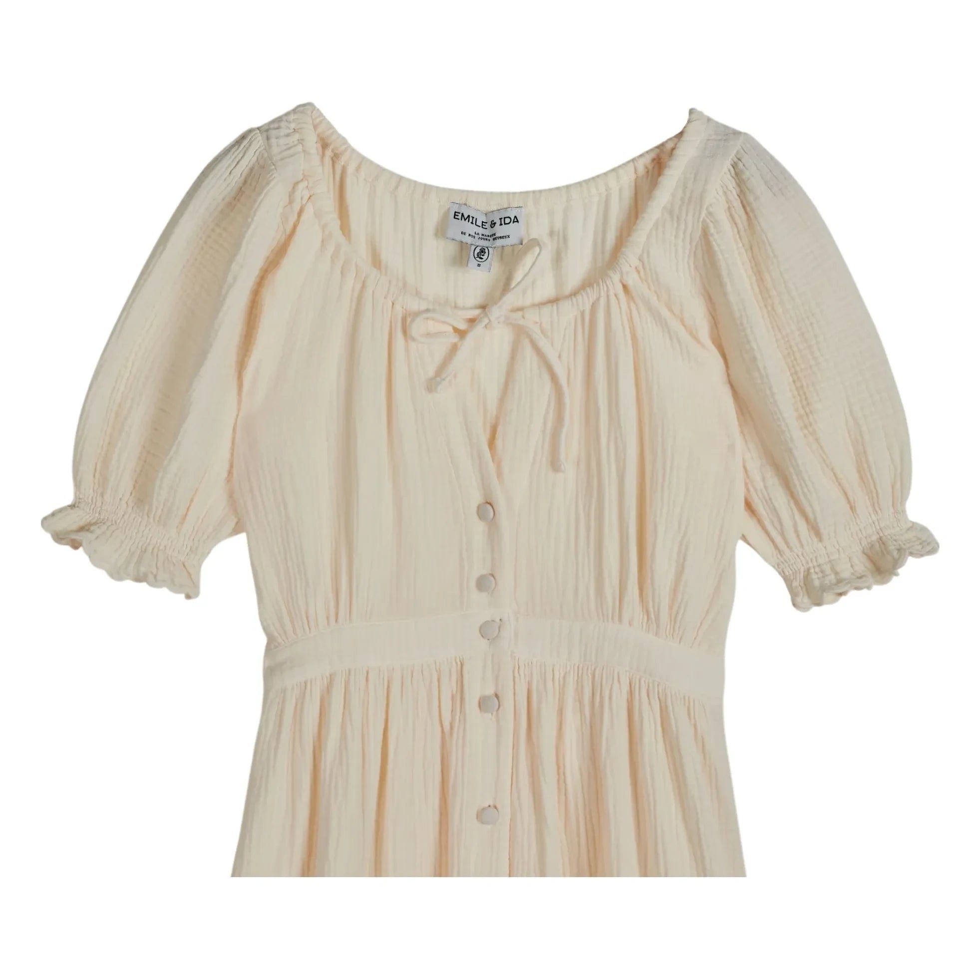 Emile et Ida - Baumwoll-Musselin-Kleid | Creme