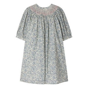 Bonpoint - Ladwiga Fleurie Bio-Baumwoll-Rüschenkleid | Preußischblau