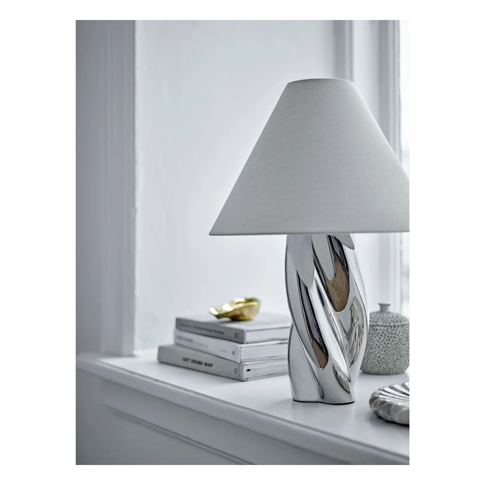 Bloomingville - Silva Steinzeug-Tischlampe | Silber