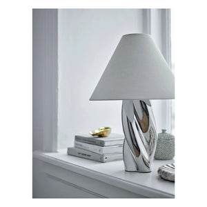 Bloomingville - Silva Steinzeug-Tischlampe | Silber